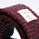 Cruciani & Bella 100% Silk Red and Dark Grey knitted tie Handmade in Italy 6 cm x 147 cm #6092