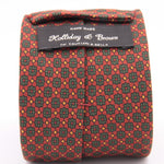 Holliday & Brown for Cruciani & Bella 100% printed Silk Self tipped Wine, Green and Yellow motif tie Handmade in Italy 8 cm x 150 cm 5042