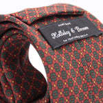 Holliday & Brown for Cruciani & Bella 100% printed Silk Self tipped Wine, Green and Yellow motif tie Handmade in Italy 8 cm x 150 cm 5042