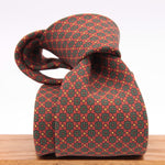 Holliday & Brown for Cruciani & Bella 100% printed Silk Self tipped Wine, Green and Yellow motif tie Handmade in Italy 8 cm x 150 cm 5042
