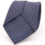 Holliday & Brown for Cruciani & Bella 100% printed Silk Self tipped Blue, Brown and Red motif tie Handmade in Italy 8 cm x 150 cm 5040