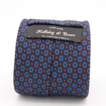 Holliday & Brown for Cruciani & Bella 100% printed Silk Self tipped Blue, Brown and Red motif tie Handmade in Italy 8 cm x 150 cm 5040