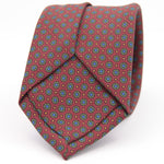 Holliday & Brown for Cruciani & Bella 100% printed Silk Self tipped Wine, Green, Blue and Orange motif tie Handmade in Italy 8 cm x 150 cm 5035