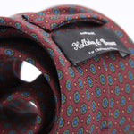 Holliday & Brown for Cruciani & Bella 100% printed Silk Self tipped Wine, Green, Blue and Orange motif tie Handmade in Italy 8 cm x 150 cm 5035