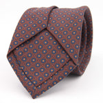 Holliday & Brown for Cruciani & Bella 100% printed Silk Self tipped Brown, Blue, Yellow and Red motif tie Handmade in Italy 8 cm x 150 cm 5036