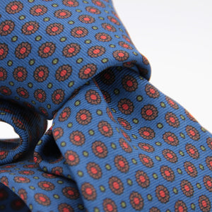 Holliday & Brown for Cruciani & Bella 100% printed Silk Self tipped Light Blue, Brown and Orange motif tie Handmade in Italy 8 cm x 150 cm 5037