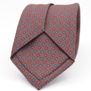 Holliday & Brown for Cruciani & Bella 100% printed Silk Self tipped Brown, Red and Blue motif tie Handmade in Italy 8 cm x 150 cm 5008