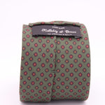 Holliday & Brown for Cruciani & Bella 100% printed Silk Self tipped Green, Red and Brown motif tie Handmade in Italy 8 cm x 150 cm 5011