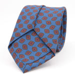 Holliday & Brown for Cruciani & Bella 100% printed Silk Self tipped Blue, Brown and Red motif tie Handmade in Italy 8 cm x 150 cm 5064