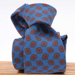 Holliday & Brown for Cruciani & Bella 100% printed Silk Self tipped Blue, Brown and Red motif tie Handmade in Italy 8 cm x 150 cm 5064