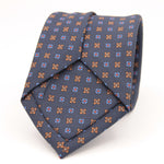 Holliday & Brown for Cruciani & Bella 100% printed Silk Self tipped Blue, Brown and Red motif tie Handmade in Italy 8 cm x 150 cm 5028