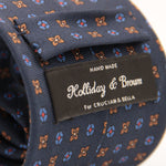 Holliday & Brown for Cruciani & Bella 100% printed Silk Self tipped Blue, Brown and Red motif tie Handmade in Italy 8 cm x 150 cm 5028
