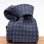 Holliday & Brown for Cruciani & Bella 100% printed Silk Self tipped Blue, Brown and Red motif tie Handmade in Italy 8 cm x 150 cm 5028