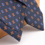 Holliday & Brown for Cruciani & Bella 100% printed Silk Self tipped Blue, Brown and Red motif tie Handmade in Italy 8 cm x 150 cm 5028