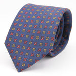 Holliday & Brown for Cruciani & Bella 100% printed Silk Self tipped Light Blue, Brown, Red and Green  motif tie Handmade in Italy 8 cm x 150 cm 5029