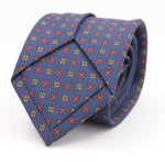 Holliday & Brown for Cruciani & Bella 100% printed Silk Self tipped Light Blue, Brown, Red and Green  motif tie Handmade in Italy 8 cm x 150 cm 5029
