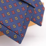 Holliday & Brown for Cruciani & Bella 100% printed Silk Self tipped Light Blue, Brown, Red and Green  motif tie Handmade in Italy 8 cm x 150 cm 5029