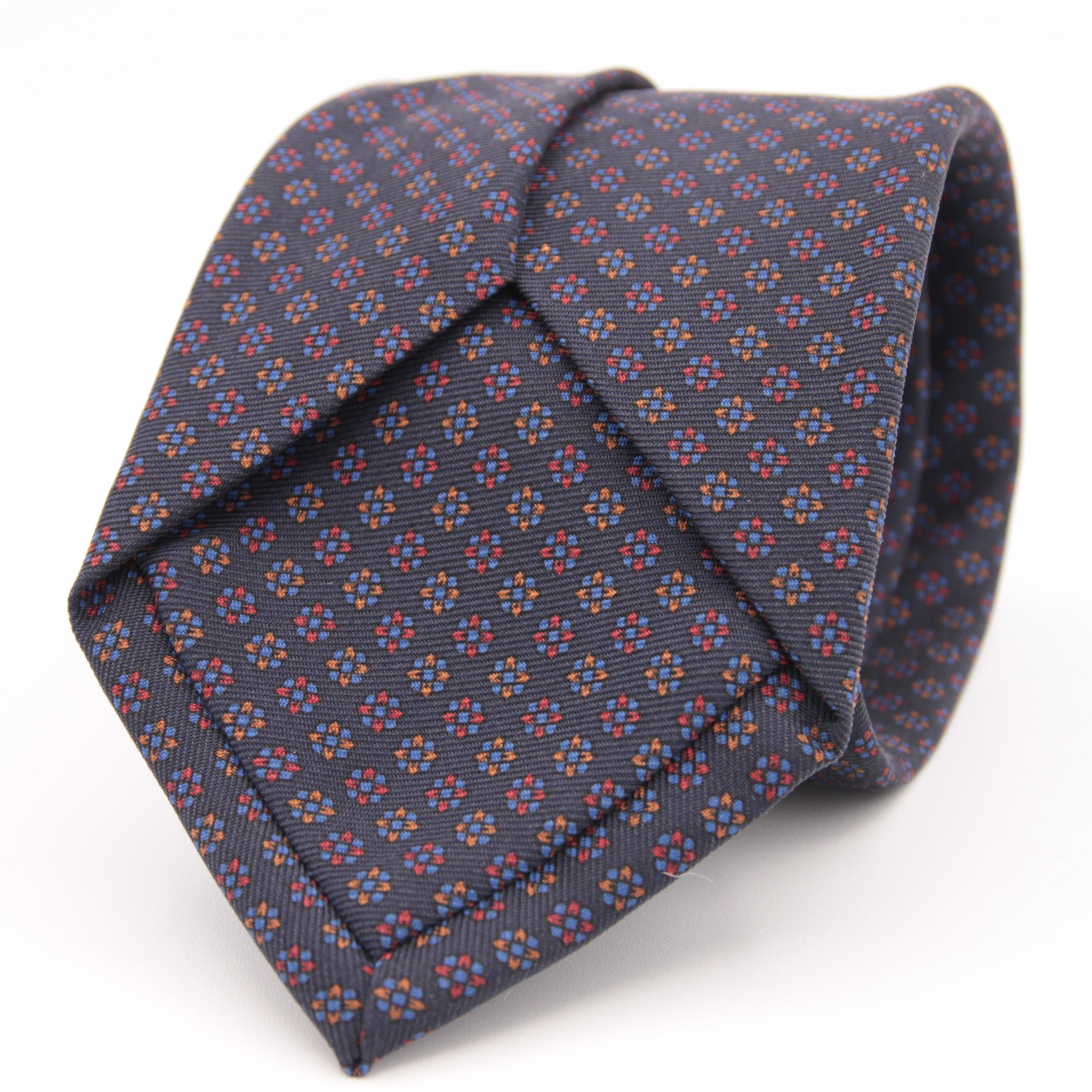 Holliday & Brown for Cruciani & Bella 100% printed Silk Self tipped Blue, Red and Yellow motif tie Handmade in Italy 8 cm x 150 cm #5017