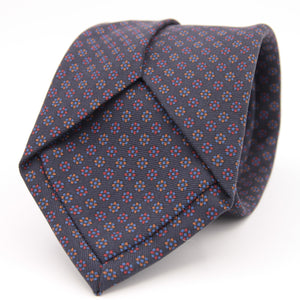 Holliday & Brown for Cruciani & Bella 100% printed Silk Self tipped Blue, Red and Yellow motif tie Handmade in Italy 8 cm x 150 cm #5017