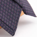 Holliday & Brown for Cruciani & Bella 100% printed Silk Self tipped Blue, Red and Yellow motif tie Handmade in Italy 8 cm x 150 cm #5017