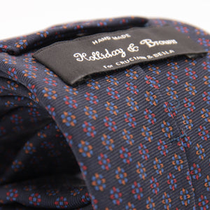 Holliday & Brown for Cruciani & Bella 100% printed Silk Self tipped Blue, Red and Yellow motif tie Handmade in Italy 8 cm x 150 cm #5017