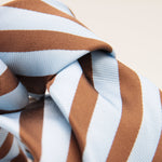 Drake's Archive 100% Silk Jaquard Tipped  Light Blue, Light Brown Stripes  Tie Handmade in England 8,5cm x 146 cm #6548