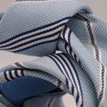 Drake's Vintage 100% Silk Garza Piccola Tipped  Light Blue, Blue and White Stripes  Tie Handmade in England 9 cm x 146 cm #6543