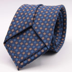 Holliday & Brown for Cruciani & Bella 100% printed Silk Self tipped Blue, Light Blue, Brown and White motif tie Handmade in Italy 8 cm x 150 cm