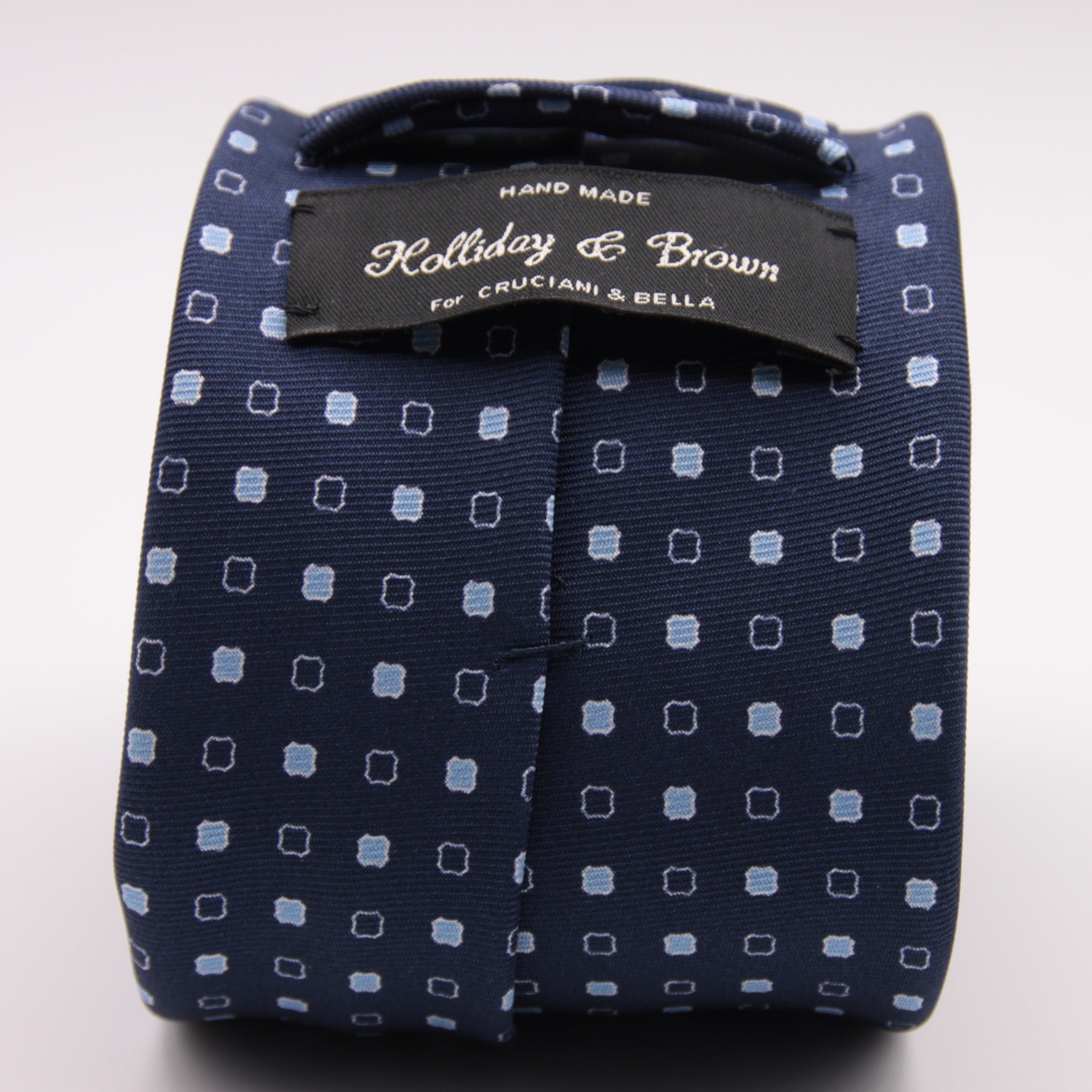 Holliday & Brown for Cruciani & Bella 100% printed Silk Self tipped Blue and Light Blue motif tie Handmade in Italy 8 cm x 150 cm #6315