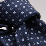 Holliday & Brown for Cruciani & Bella 100% printed Silk Self tipped Blue and Light Blue motif tie Handmade in Italy 8 cm x 150 cm #6315