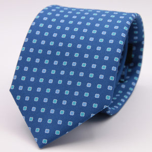 Holliday & Brown for Cruciani & Bella 100% printed Silk Self tipped Blue and Light Green motif tie Handmade in Italy 8 cm x 150 cm #6316