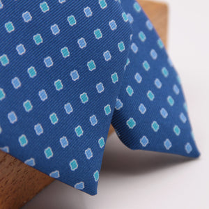 Holliday & Brown for Cruciani & Bella 100% printed Silk Self tipped Blue and Light Green motif tie Handmade in Italy 8 cm x 150 cm #6316