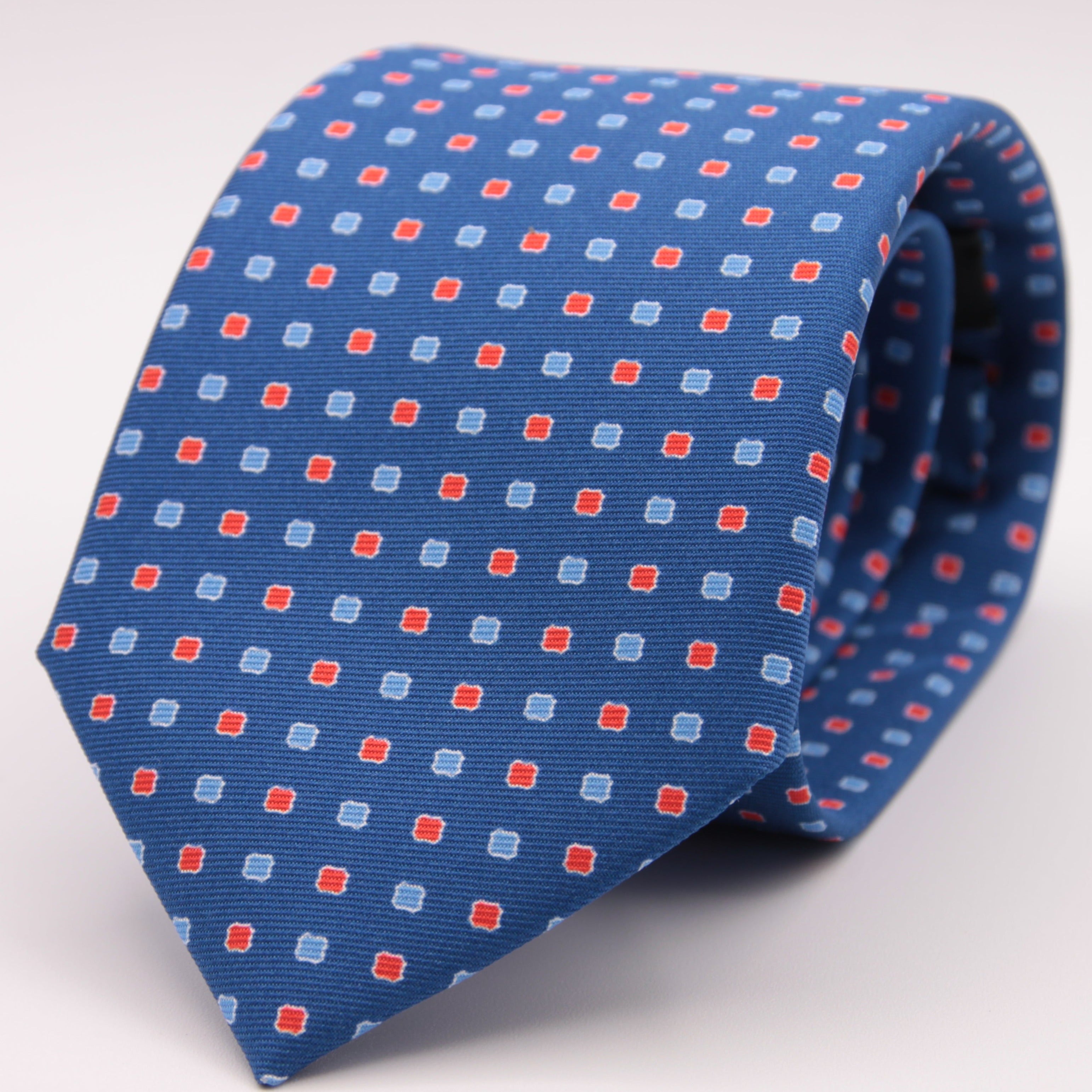 Holliday & Brown for Cruciani & Bella 100% printed Silk Self tipped Light Blue and Red  motif tie Handmade in Italy 8 cm x 150 cm #6317