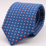 Holliday & Brown for Cruciani & Bella 100% printed Silk Self tipped Light Blue and Red  motif tie Handmade in Italy 8 cm x 150 cm #6317