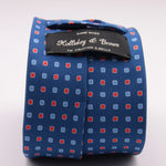 Holliday & Brown for Cruciani & Bella 100% printed Silk Self tipped Light Blue and Red  motif tie Handmade in Italy 8 cm x 150 cm #6317
