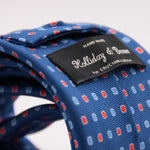 Holliday & Brown for Cruciani & Bella 100% printed Silk Self tipped Light Blue and Red  motif tie Handmade in Italy 8 cm x 150 cm #6317