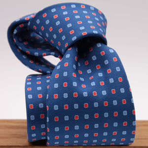 Holliday & Brown for Cruciani & Bella 100% printed Silk Self tipped Light Blue and Red  motif tie Handmade in Italy 8 cm x 150 cm #6317