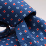 Holliday & Brown for Cruciani & Bella 100% printed Silk Self tipped Light Blue and Red  motif tie Handmade in Italy 8 cm x 150 cm #6317