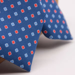 Holliday & Brown for Cruciani & Bella 100% printed Silk Self tipped Light Blue and Red  motif tie Handmade in Italy 8 cm x 150 cm #6317