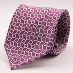 Cruciani & Bella 60% Linen, 40% Silk  Italian fabric Unlined tie Purple and White  Handmade in Italy 8 cm x 150 cm #6728