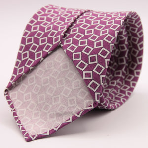 Cruciani & Bella 60% Linen, 40% Silk  Italian fabric Unlined tie Purple and White  Handmade in Italy 8 cm x 150 cm #6728