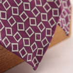 Cruciani & Bella 60% Linen, 40% Silk  Italian fabric Unlined tie Purple and White  Handmade in Italy 8 cm x 150 cm #6728