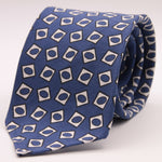 Cruciani & Bella 60% Linen, 40% Silk  Italian fabric Unlined tie Blue and White Handmade in Italy 8 cm x 150 cm #6721