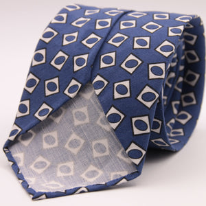 Cruciani & Bella 60% Linen, 40% Silk  Italian fabric Unlined tie Blue and White Handmade in Italy 8 cm x 150 cm #6721