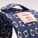 Cruciani & Bella 60% Linen, 40% Silk  Italian fabric Unlined tie Blue and White Handmade in Italy 8 cm x 150 cm #6721