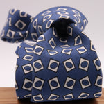 Cruciani & Bella 60% Linen, 40% Silk  Italian fabric Unlined tie Blue and White Handmade in Italy 8 cm x 150 cm #6721