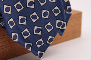 Cruciani & Bella 60% Linen, 40% Silk  Italian fabric Unlined tie Blue and White Handmade in Italy 8 cm x 150 cm #6721