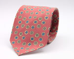 Cruciani & Bella 100% Printed Madder Silk  Italian fabric Unlined tie Red, Green, Blue and Beige Handmade in Italy 8 cm x 150 cm #5939