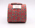Cruciani & Bella 100% Printed Madder Silk  Italian fabric Unlined tie Red, Green, Blue and Beige Handmade in Italy 8 cm x 150 cm #5939