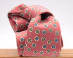 Cruciani & Bella 100% Printed Madder Silk  Italian fabric Unlined tie Red, Green, Blue and Beige Handmade in Italy 8 cm x 150 cm #5939
